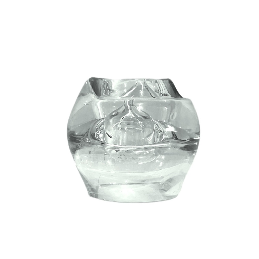 Ambrosia Art Glass Slanted Bowl Vase Heavy Unique Made In Poland Dual Oil Lamp